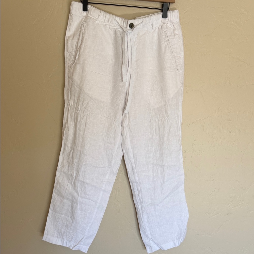 Tasso Elba Men's White Linen Chinos